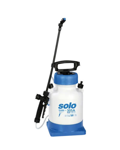 Solo CLEANLine 305 A FKM Druckspritze 5,0 l - Drucksprüher für saure Reiniger, ideal für den professionellen Einsatz. Inklusive Standfuß und Schultergurt für komfortable Handhabung.