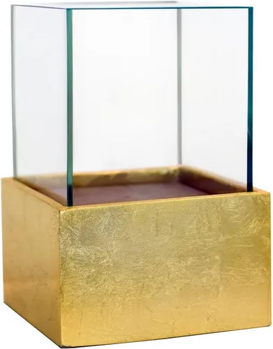 VIVANNO Windlicht Fiberglas CANDELITA Rechteckig - Gold Blattoptik Hochglanz (1 St), 20x20x29 cm