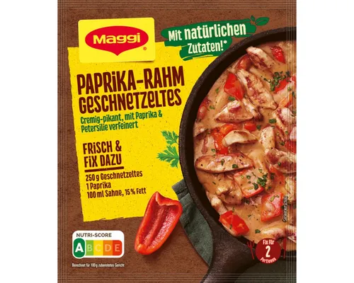 Maggi Fix für Paprika Rahm Geschnetzeltes 41g - Fertigsauce mit cremigem Paprika-Rahm Geschmack, ideal für schnelle und köstliche Gerichte – einfach zu verwenden!