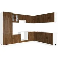 vidaXL 14-tlg. Küchenschrank-Set Kalmar in Braun Eichen-Optik - Elegantes 14-teiliges Küchenschrank-Set aus robustem Holzwerkstoff mit viel Stauraum. Pflegeleichte Oberfläche und verstellbare Füße für optimale Anpassung an Ihre Küche.