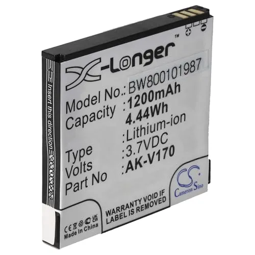 vhbw Akku kompatibel mit Emporia Life Plus, Life Plus Seniorentelefon Handy Smartphone Senioren Telefon (1200 mAh, 3,7 V, Li-Ion) - Ersatz für AK-V170