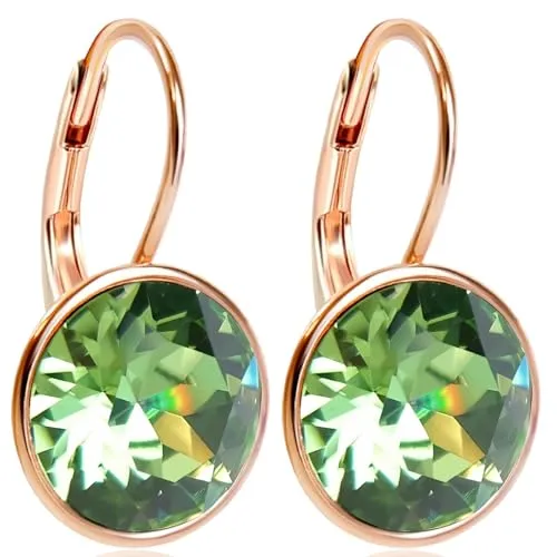 Ohrringe Rosegold Grün Kristalle Peridot Sterling Silber vergoldet NOBEL SCHMUCK 925