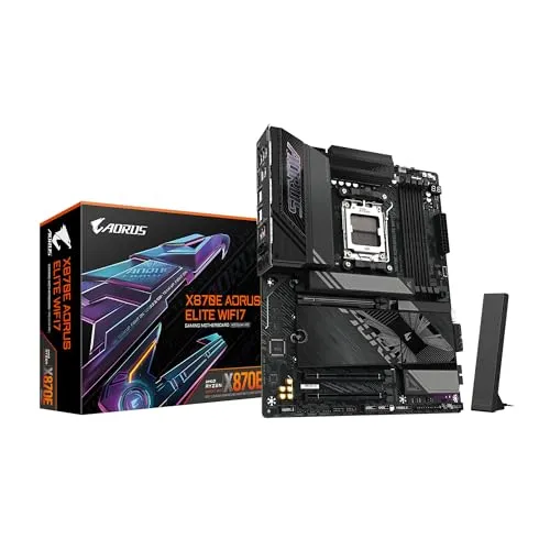GIGABYTE X870E AORUS Elite WIFI7 AM5 LGA 1718, ATX, DDR5, 4X M.2, PCIe 5.0, USB4, Wi-Fi 7, 2.5GbE LAN, EZ-Latch, Q-Flash