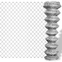 vidaXL Maschendrahtzaun aus verzinktem Stahl - 15x0,8 m, Silber - Robuster Maschendrahtzaun aus verzinktem Stahl, wetterfest und korrosionsbeständig. Ideal für Sicherheit und Sichtschutz in jedem Garten.