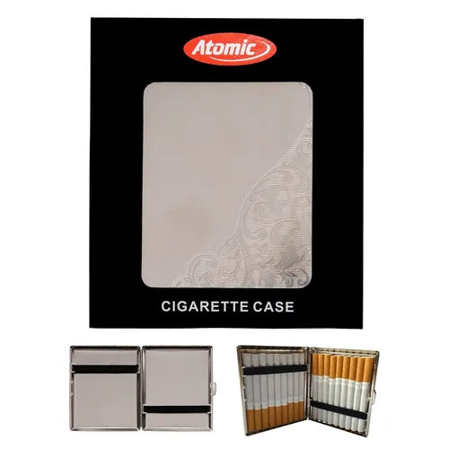 Atomic Metall Zigarettenetui mit Gummiband, Chrom Venetian Ornamente Metall Case