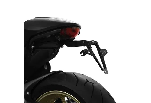 ZIEGER Kennzeichenhalter für Ducati Scrambler 800 - Robuster Kennzeichenhalter für Ducati Scrambler 800, schwarz pulverbeschichtet, verstellbarer Neigungswinkel und einfache Montage ohne Verkleidungsänderungen. Ideal für sportliche Optik und optimale Passform.