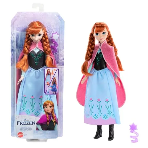 Mattel DISNEY Frozen Anna Puppe - Magischer Farbwechselrock - Puppen-Spielzeug mit Farbwechseleffekt, aktivierbar mit Wasser und Schneeflockenzauberstab. Ideal für kreative Abenteuer ab 3 Jahren.