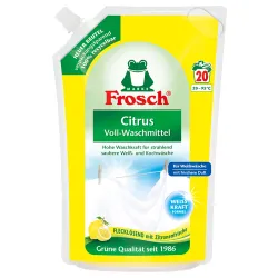 Erdal-Rex GmbH Frosch Citrus Voll-Waschmittel, Flüssigwaschmittel für hohe Waschkraft für strahlend saubere Wäsche, 1,8 Liter