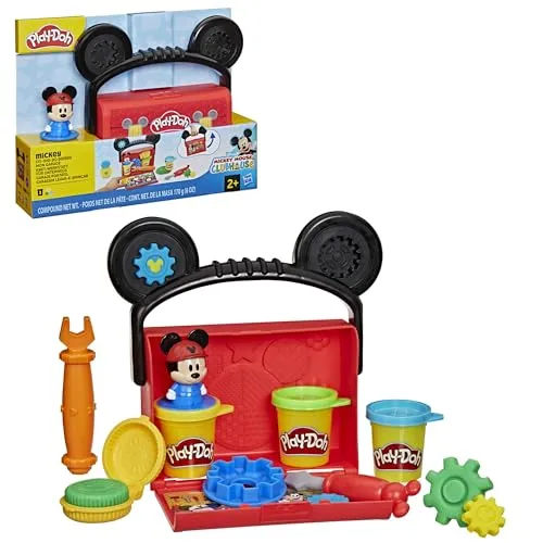Play-Doh Disney Junior Knet-Werkstatt für unterwegs Micky Maus Spielset, zum Kneten und Spielen für Kinder ab 2 Jahren