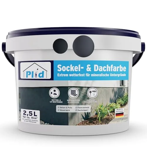Produktbild Plid Sockel- & Dachfarbe 2,5 l [Schiefergrau] matt – Hochdeckende Fassadenfarbe für Außenanstriche