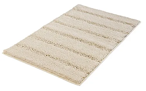 Kleine Wolke Badteppich Monrovia, Sandbeige, 70 x 120 cm - Badematten & Badteppiche – extrem weicher Badteppich in Streifenoptik, rutschhemmend und waschbar, ideal für komfortable Badezimmergestaltung.