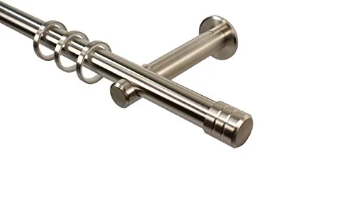 iso-design Edelstahl Gardinenstangen 20 mm mit Endstück Rillenkappe, 160 cm