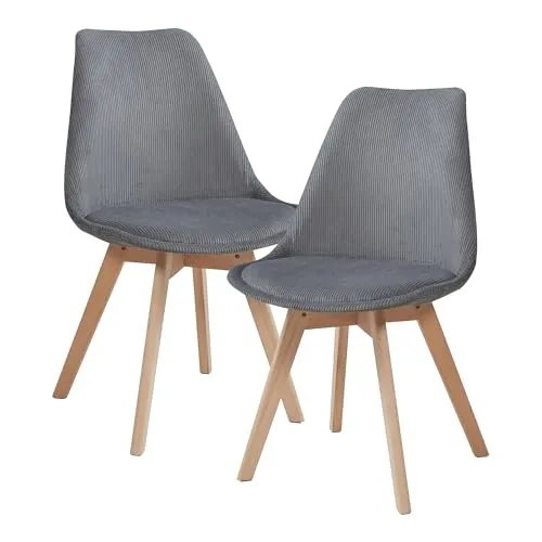 [en.casa] Esszimmerstühle Fläten 2er Set – Gepolsterte Küchenstühle in Grau - Esszimmerstühle mit weicher Polsterung für höchsten Komfort – ideal für jedes Dinner. Stabiler Halt auf Buchenholzbeinen und modernes Design, das jedem Raum Charakter verleiht.