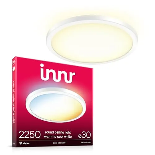 innr Smart LED Deckenlampe 30cm – Zigbee kompatibel mit Hue und Alexa - Deckenleuchte für Wohnzimmer, dimmbar mit 2250 Lumen, schafft perfekte Atmosphäre von warm bis kühl, energiesparend und einfach per App steuerbar.