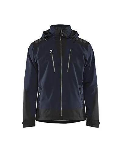 Blakläder Softshell Jacke 4749 - Dunkel Marineblau/Schwarz L - Arbeits- & Schutzkleidung: Hochwertige Softshell Jacke 4749 von Blakläder, wind- und wasserdicht mit abnehmbarer Kapuze und Reflektoren für Sicherheit. Ideal für Outdoor-Aktivitäten und ganzjährigen Einsatz.