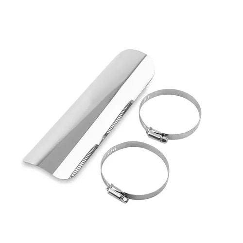 Jadeshay Motorrad Auspuff Hitzeschild, Universal Motorrad Auspuff Hitzeschutzblech Motorrad Hitzeschild Hitzeschutz Auspuffrohr mit 2 Klemmen, Silber