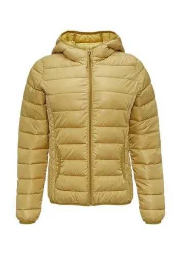 QS Leicht wattierte Steppjacke mit Kapuze in goldgelb - Funktionsjacke mit leichter Wattierung und fixierter Kapuze, ideal für Übergangszeiten und bietet optimalen Tragekomfort.