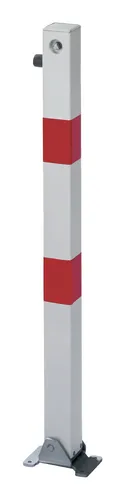 Alberts Absperrpfosten Klappy, klappbar und abschließbar - Robuster Absperrpfosten aus feuerverzinktem Metall, klappbar und abschließbar mit Dreikantschloss. Ideal für flexible Absperrungen im Außenbereich.