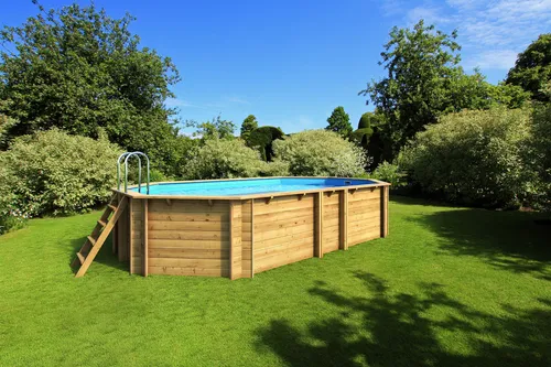 Produktbild Holzpool Tropic Octo +510, blaue Folie, Filteranlage inkl. Filtersand