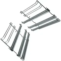 Ersatzteil - Satz teleskopische Gleitschienen + Backrosthalterung Original - Siemens, Bosch, Balay, Pitsos - Küchengeräte-Zubehör für Backöfen, sorgt für reibungsloses Gleiten und sicheren Halt, ideal für die einfache Handhabung beim Kochen.