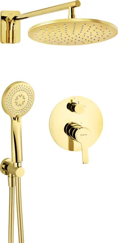 Unterputz-Duschset rund Einhebel-Mischer aus Messing - Elegantes Unterputz-Duschset mit schwenkbarem Auslauf und Anti-Kalk-System. Ideal für eine einfache Pflege und eine stilvolle Badezimmergestaltung. Genießen Sie vielseitige Strahlarten für ein individuelles Duscherlebnis.