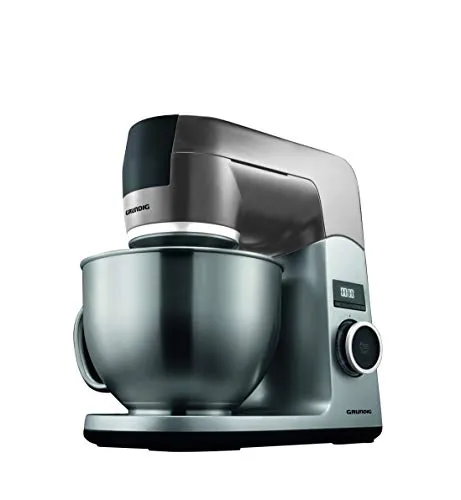 Grundig KMP 8650S Küchenmaschine 1000 Watt - Küchenmaschine mit 4,6 Litern Kapazität, 12 Geschwindigkeitsstufen und praktischem Spritzschutz für müheloses Kochen und Backen.