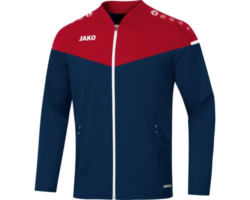 JAKO Präsentationsjacke Champ 2.0 - Blau, Größe 40 für Damen - Trainingsbekleidung mit Keep Dry Funktion für optimalen Tragekomfort, ideal für Sport und Freizeit. Stylisches Design mit Kontrast-Tape und ausreichend Stauraum in den Reißverschlusstaschen.
