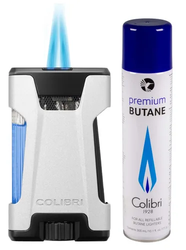 Colibri Rebel II Zigarren Feuerzeug 2 Jetflammen silber metallic schwarz - Premium Flammen-Feuerzeug mit 2 leistungsstarken Jetflammen. Stilvolles Design in silber metallic und schwarz. Ideal für Zigarrenliebhaber und für den professionellen Einsatz geeignet.