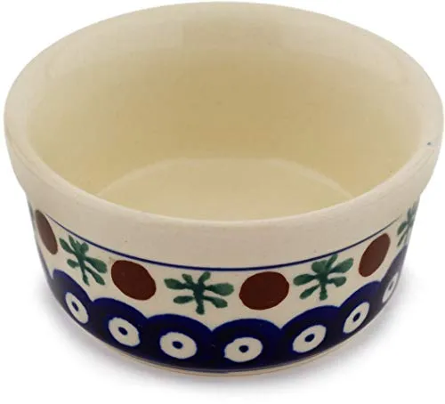 Original Bunzlauer Keramik Dessertschale Ø9,0cm Creme Brulee Soufflee-Förmchen Ragout fin Dip Schale Würzfleisch Auflaufform-Schälchen mit 100 ml für Desserts, Muffins, Pasteten im Dekor 41