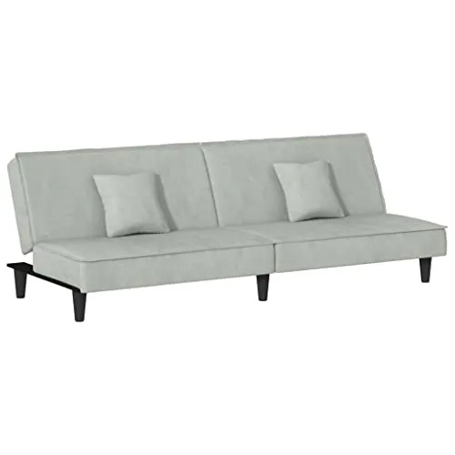 vidaXL Schlafsofa Hellgrau Samt – Komfort & Stil vereint - Sofa für Gästeübernachtungen und bequeme Sitzgelegenheit. Der luxuriöse Samtstoff und die verstellbaren Rückenlehnen bieten höchsten Komfort und Eleganz.