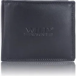 Geldbörse Geldbeutel Portemonnaie Büffelleder RFID Vollleder Herren Börse Leder - Schwarz