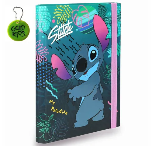 GOLDKIDS Organisationsmappe Schulmappe A5 Dokumentenmappe mit Gummiband – (Sammelmappe A4, stabiler Karton, 350g, Ordnungsmappe für Schule und Büro), - Motiv Stitch