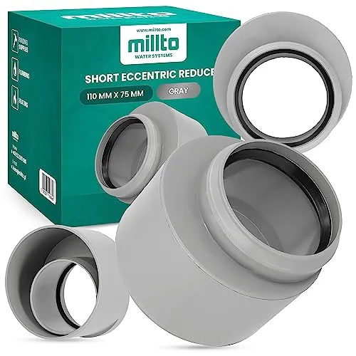 Millto™ Reduzierstück 110x75mm Kurze Grau Rohrreduzierung Reduziermuffe Reduzierung Abwasserrohrreduzierstück Wasserleitungsadapter Abwassersysteme PP Rohrverbinder Rohrverschraubung Reduktion