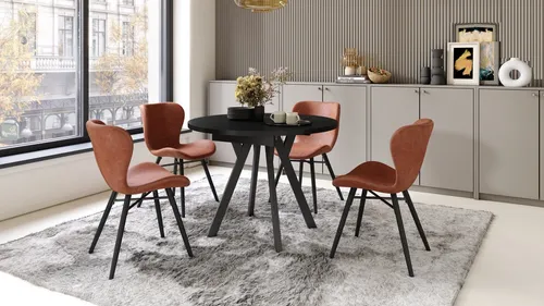 Design Esstisch Aldo ausziehbar 90-145 cm rund - Schwarz - Eleganter runder Esstisch für stilvolle Esszimmer, ausziehbar von 90 cm auf 145 cm. Ideal für gesellige Runden und vielseitig kombinierbar. Hochwertige Verarbeitung und zeitloses Design für ein modernes Zuhause.
