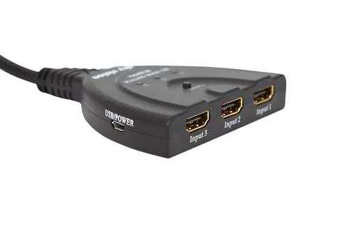 Sky Vision 4k 3x1 HDMI Switch, 3 in 1 Out HDMI Umschalter, für PS4 / PS5, Xbox One, Xbox Series S, Sky, HDTV, Blu-Ray, DVD, Nintendo Switch