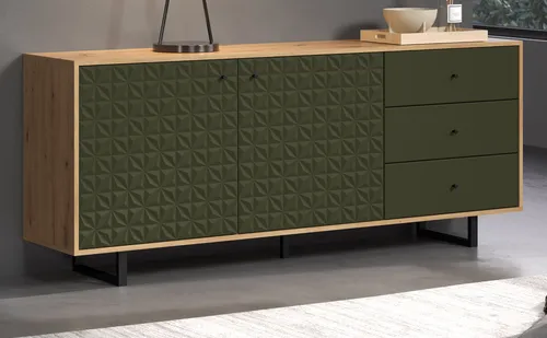 Sideboard Kommode Eiche Artisan grün Design Schrank Anrichte Sentra Soft-Close