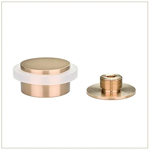 Klebe-Türstopper | 45 x 20 mm | Gewindesockel | Gummi Weißer | Messing | Finish Matt | Enthält Werkzeug, Schraube + Befestigungsdübel | Mod. I-203/35X19-B-DUAL-LMT| EVI Herrajes