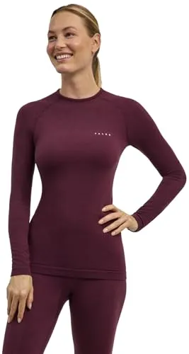 FALKE Damen Baselayer-Shirt Wool-Tech Protective W L/s Sh Wolle Funktionsmaterial schnelltrocknend 1 Stück, Rot Barolo 8526, XS