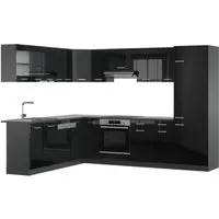 Vicco Eckküche R-Line Solid Anthrazit Schwarz 287x227 cm - Küchenzeilen, moderne L-Form, individuell erweiterbar und perfekt für jeden Haushalt geeignet.