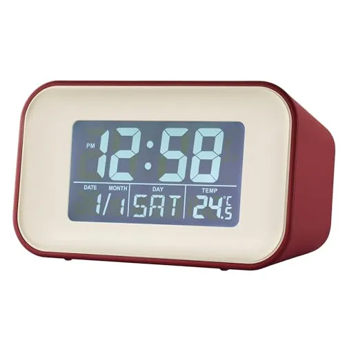 Acctim Digitaler Wecker mit Temperatur in Rot