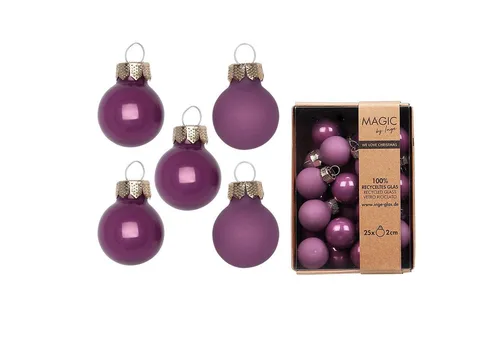 MAGIC by Inge Weihnachtsbaumkugel, Weihnachtskugeln Glas 2cm 25 Stück - Wild Mauve