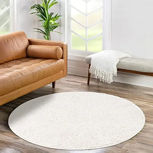 carpet city Hochflor-Teppich Creme, Rund 160x160 cm - Teppiche, Hochflorteppiche & Shaggys – Pflegeleichter Shaggy-Teppich, ideal für Fußbodenheizung und zertifiziert nach Öko-Tex® Standard 100, sorgt für Wärme und Gemütlichkeit in jedem Raum.