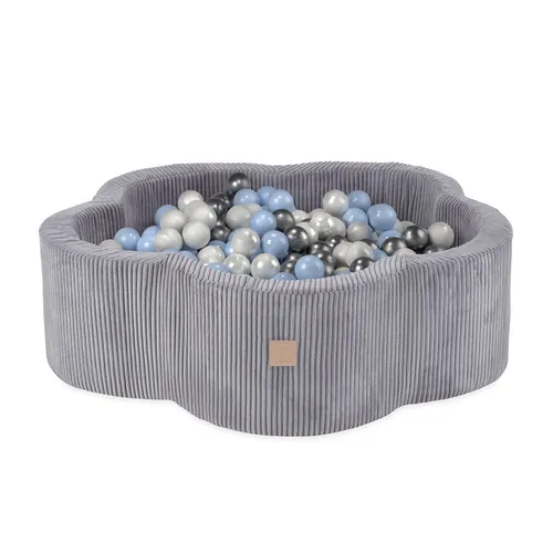 Bällebad Baby für Kinder Grau Cord Blume Waschbare Misioo 95x30 400 Bälle