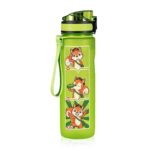 Monte Stivo® Trinkflasche Kinder Auslaufsicher 600ml | Wasserflasche BPA Frei mit 1-Klick Verschluss | Geschenk für Einschulung & Freizeit | Trinkflasche Mädchen und Junge für Kindergarten und Schule