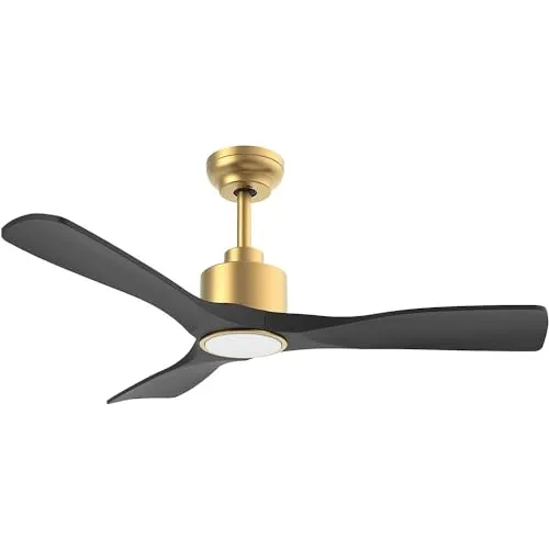 OFANTOP 132 cm elegantes Schwarz-Gold-Deckenlicht mit Lüfter, Alexa-kompatibel, Fernbedienung für Helligkeit und Farbtemperatur, leiser DC-Motor für Wohnzimmer und Küche