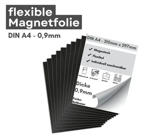 MaajeeKuto Magnet Magnetfolie anisotrop 0,9 mm DIN A4 – flexibel zuschneidbar, rohbraun (1-St)