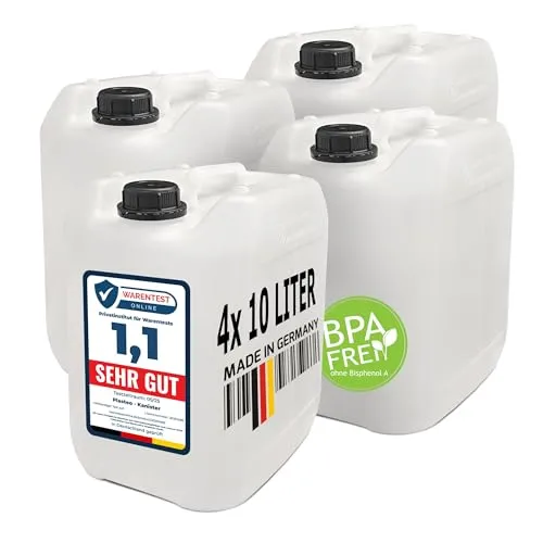 10L Wasserkanister Natur DIN 45 | BPA Frei | Lebensmittelecht - Wasserbehälter & -kanister, ideal für Trinkwasser und Lebensmittel, robust, 100% recycelbar und perfekt für Outdoor-Aktivitäten und Notfälle.