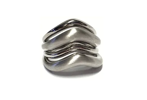 Edelschmiede925 Silberring Ring 925 Silber rhodiniert matt glanz Bandring modern durchbrochen #61