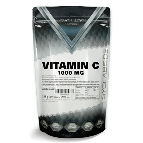 Vitamin C 1000mg 250 Tabletten mit Hagebutte und Bioflavonoiden
