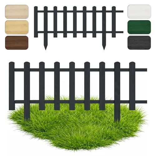 Floranica Beeteinfassung Steckzaun 20 cm x 100 cm Anthrazit - Dekorative Zäune - Witterungsbeständiger Holzzaun, ideal zur Umrandung von Beeten und Wegen, einfach zu installieren und in verschiedenen Farben verfügbar.